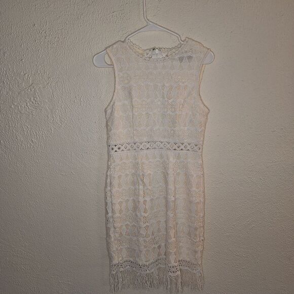 Lulus Kenna White Crochet Lace Sleeveless Bodycon Dress Medium - Picture 3 of 7